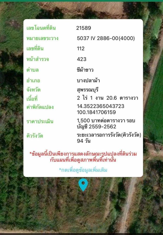 ประกาศขายที่ดิน 2 ไร่ อ.บางปลาม้า จ.สุพรรณบุรี 2
