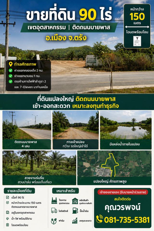 ขายที่ดินศักยภาพ 90 ไร่ เขตอุตสาหกรรม อ.เมือง จ.ตรัง 1