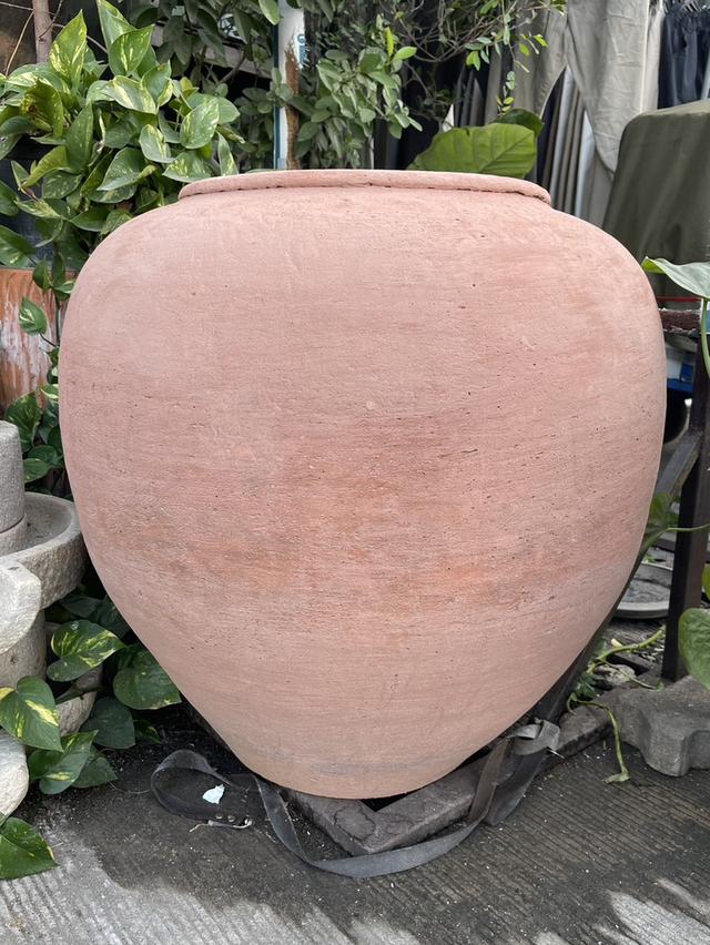 โอ่งแดง ศิลปะอยุธยา ใบใหญ่จัมโบ้ ขนาด65ซม โอ่งดินเผาโบราณ อายุหลัก100ปี รูปที่ 3