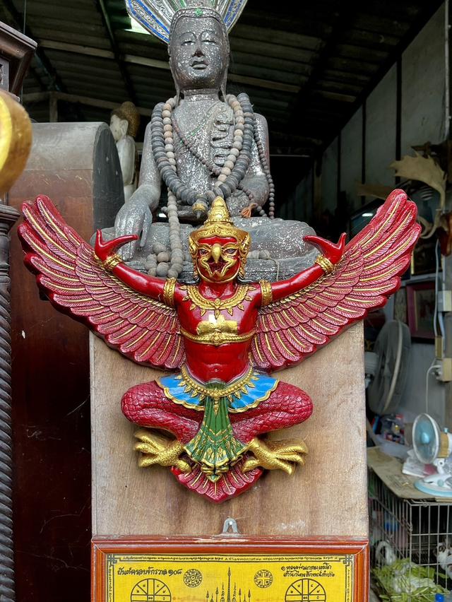 พญาครุฑ สีแดง สุบรรณ ขนาด50ซม ครุฑแขวนผนัง ครุฑเก่า