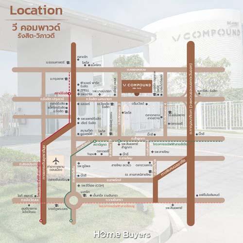 H-111 : บ้าน 36.1 ตร.วา วี คอมพาวด์ รังสิต-วิภาวดี ถ.รังสิต-นครนายก คลองสาม 19