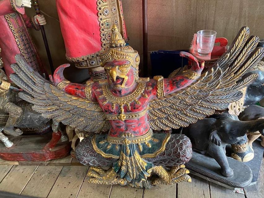 พญาครุฑไม้สัก ขนาด110ซม ครุฑไม้แกะ 2