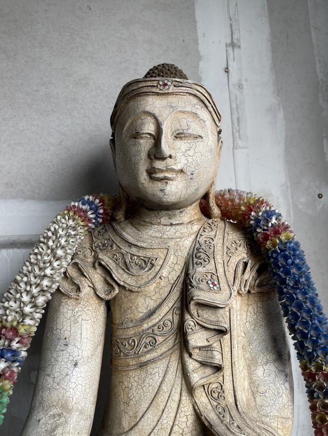 พระไม้มัณฑะเลย์ พระพุทธรูปไม้ หน้าตัก14นิ้ว พระไม้โบราณ ศิลปะพม่า