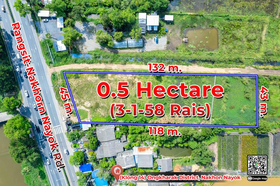 ที่ดินติดถนนรังสิต-นครนายก คลอง 14 (เยื้องมหาวิทยาลัยนานาชาติเซนต์เทเรซ่า) 2