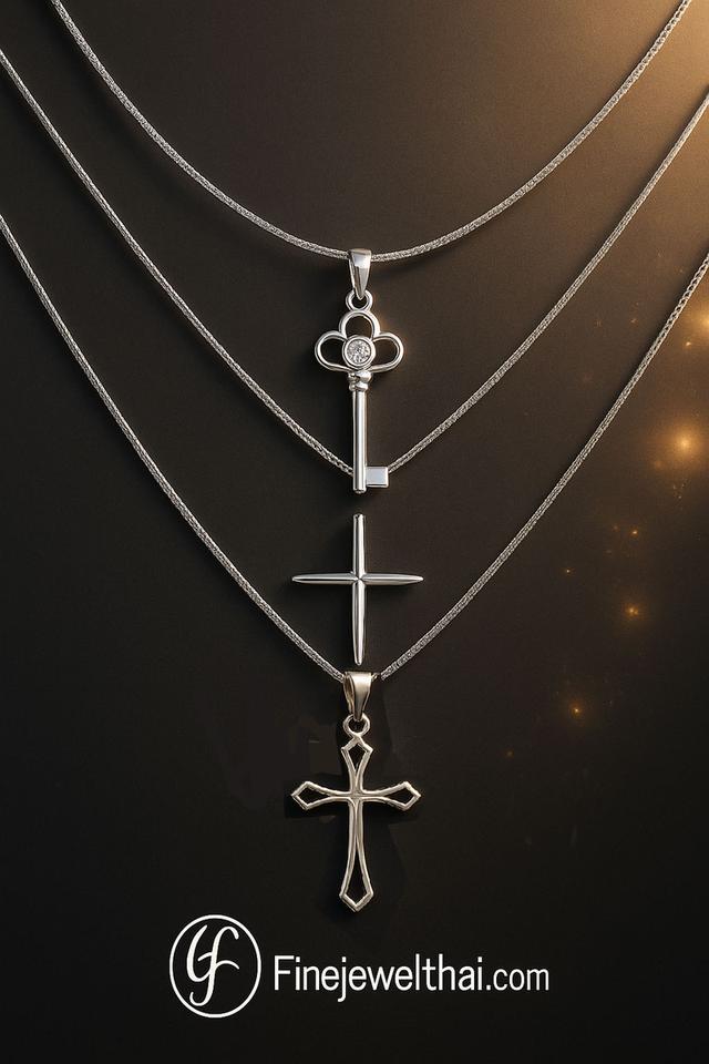 Finejewelthai Pendant of Love จี้ดีไซน์ด้วยความรัก จี้ไม้กางเขน สร้อยคอเงินแท้925