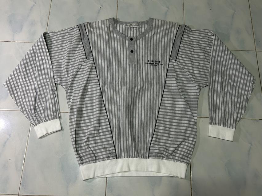 เสื้อแขนยาวคอเฮนลีย์วินเทจ 90s Jaldan Losh SLEEPER - Stripe Henley Neck Made in Japan รูปที่ 2