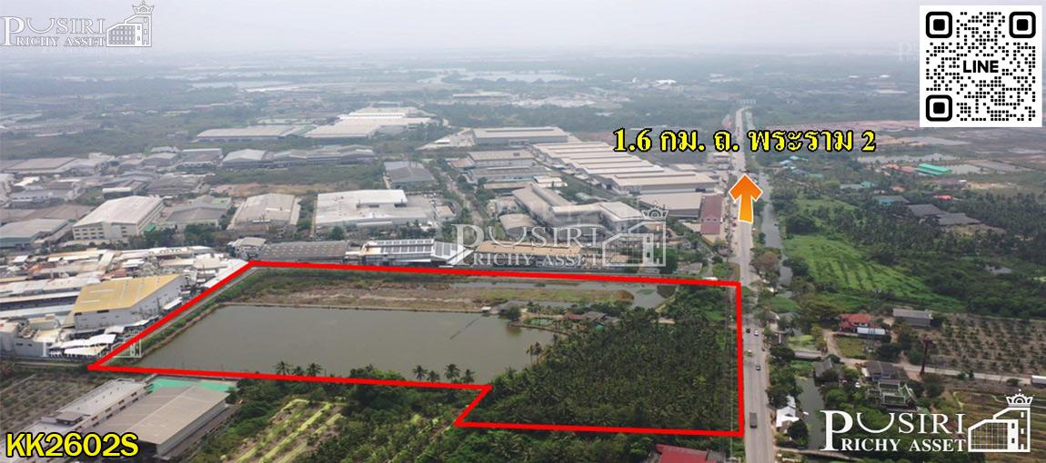 ขายที่สวยเด่น สร้างโรงงานได้ทุกประเภท หน้ากว้าง 202 เมตร ขนาด 28 ไร่ 162 วา ติดคลอง ถนนกว้างใช้รถเทเลอร์ได้สะดวก ใกล้นิคมสมุทรสาคร - KK2602S 4