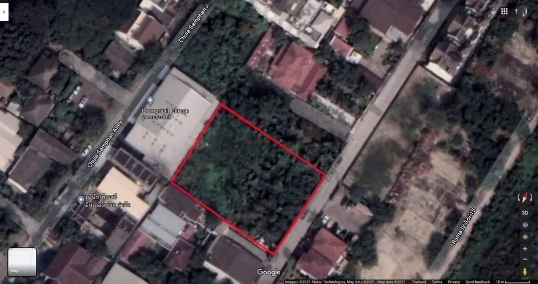 Land for sale, size 533 square wah, width 40 meters, accessible via Thian Ruam Mit Road. Can be entered via Rama 9 Road. Contact (+66) 89 499 5696  2