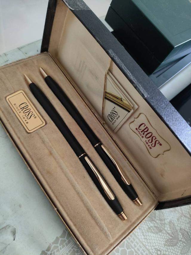 ปากกา ชุด คู่ ดินสอ ครอส Cross NOS รุ่น Vintage Cross Century Black with Gold Trim Ballpoint Pen & Mechanical Pencil 0.9