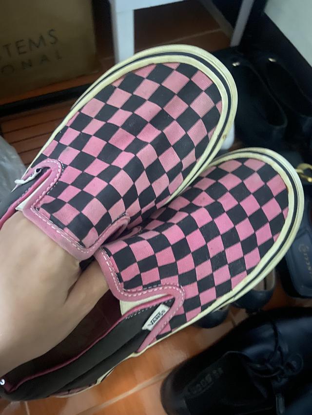 Vans Classic Slip-On Checkerboard สี ชมพูดำ