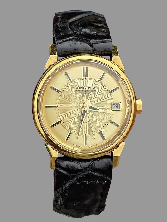 นาฬิกาข้อมือLongines Automatic หน้าปัดลายใยแมงมุม สีทอง