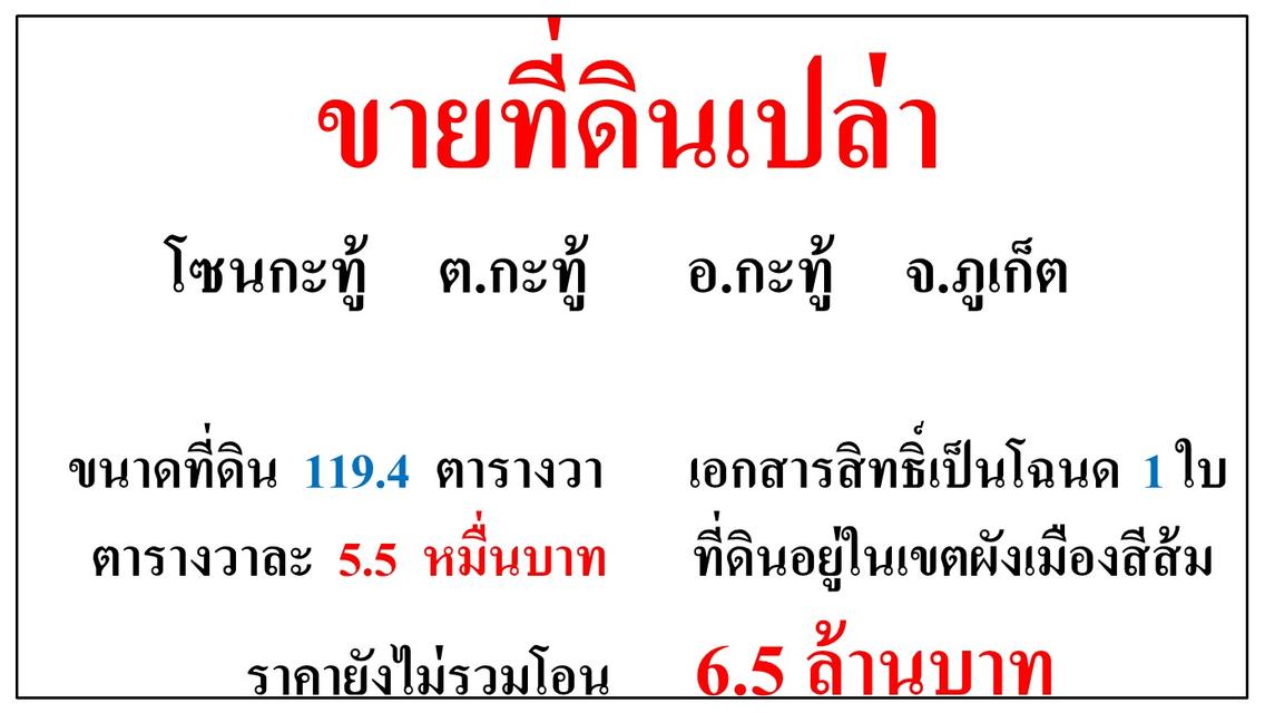 ขายที่ดินเปล่า ขนาด 119.4 ตารางวา **โซนกะทู้** อ.กะทู้ ภูเก็ต 2