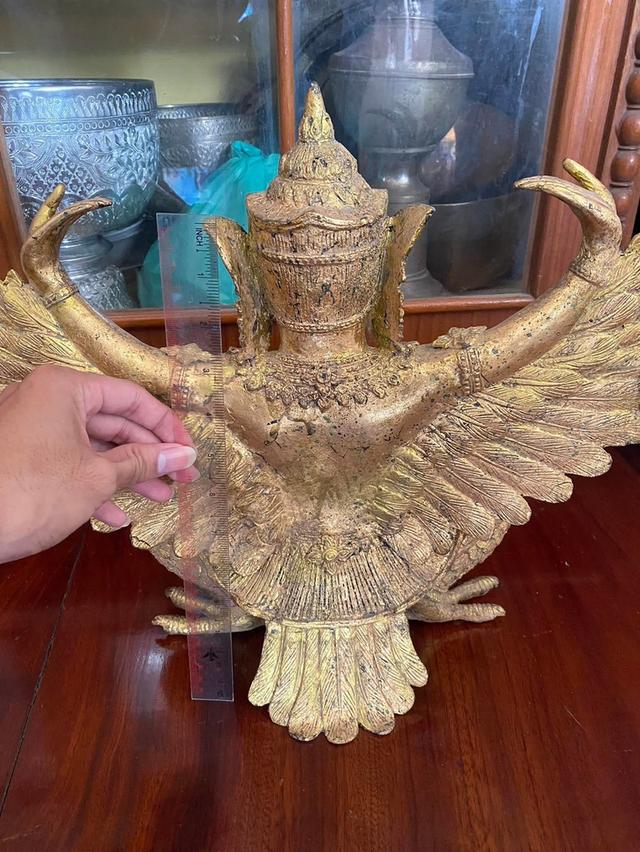 พญาครุฑโบราณ ครุฑโลหะ สัมฤทธิ์ ขนาดกว้าง40ซม ผิวทองรัตนะ