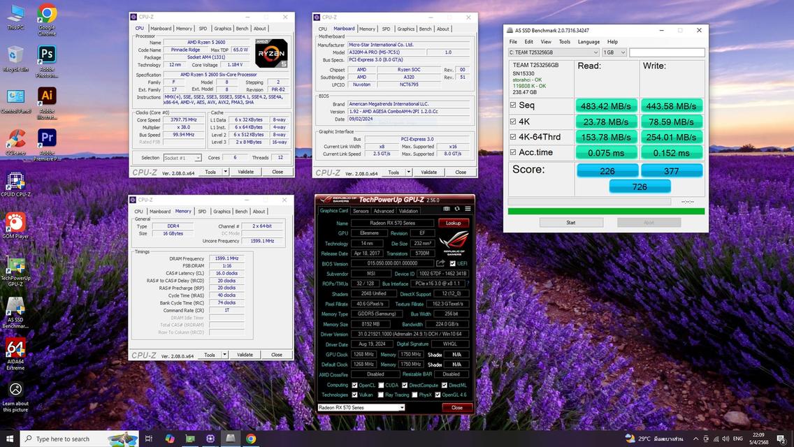 com game 💥 CPU RYZEN5 2600 + RX 570 OC 8 GB + RAM 16 GB + SSD 256 GB 💥 10