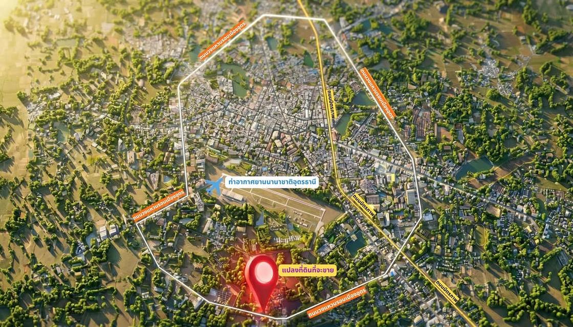 ขายด่วน! ที่ดินแปลงมุมติดถนน 2 ด้าน (ถนนรอบเมืองอุดร 216) เมืองอุดรธานี ที่ดินถมเสร็จพร้อมสร้าง 4-1-51 ไร่ ใกล้สี่แยกหนองใหญ่ 3