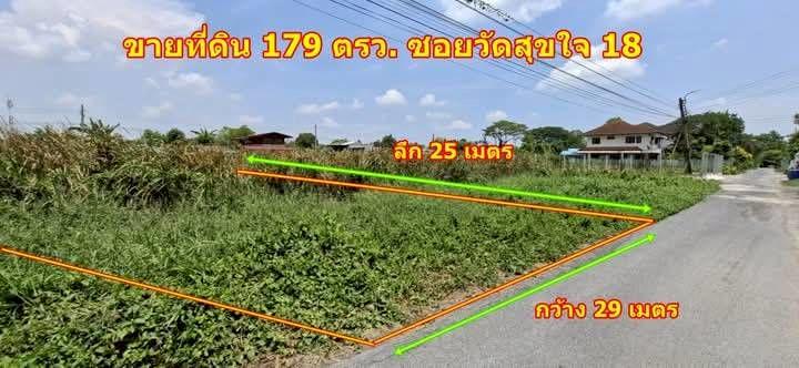 ขายที่ดินมีนบุรี ซอยวัดสุขใจ 18 เนื้อที่ 179 ตารางวา รูปแปลงสวย เข้าซอยไม่ลึก 1