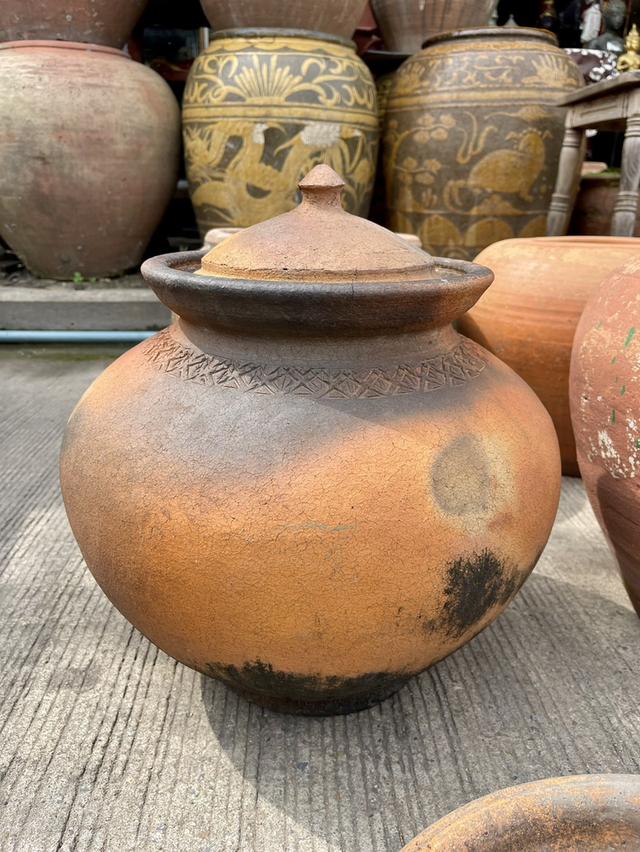 โอ่งดินแดงอยุธยา โอ่งแดงศิลปะอยุธยา โอ่งโบราณ ไซต์กลาง ขนาด40ซม