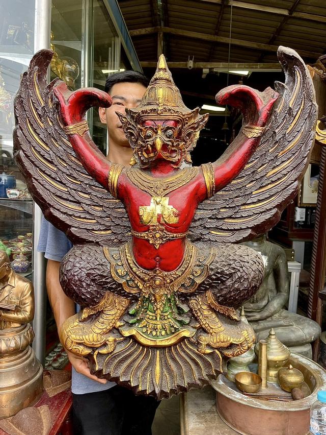 พญาครุฑ หน้าดุ ครุฑศาลเก่า ขนาด80ซม พญาครุฑแขวนผนัง 2