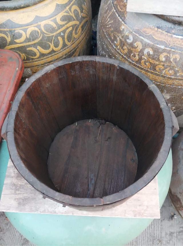 ถังไม้ตวงข้าวสาร ถังข้าวสารโบราณ ขนาด10ลิตร หูจับด้านนอก