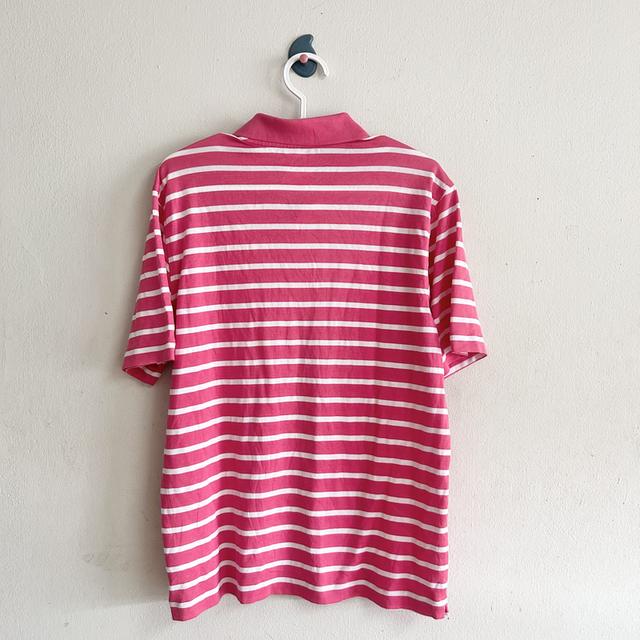sizeM เสื้อยืดชายคอปกลายทางชมพู รูปที่ 2