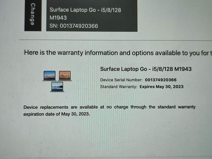 ขาย/แลก Microsoft Surface Laptop Go / i5-1035G1 8/128 ประกันศูนย์ 30/05/2023 สวยมาก ครบกล่อง เพียง 14,900 บาท  2
