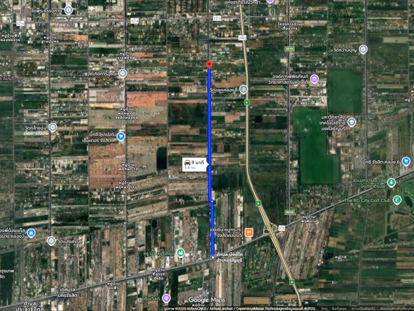 ขายที่ดิน ติดถนนเลียบคลองสี่ รังสิต 3ไร่ แปลงสี่เหลี่ยม หน้ากว้าง 30ม. ผังสีชมพู ใกล้แหล่งชุมชน เหมาะพัฒนาโกดัง อาคารพาณ 4