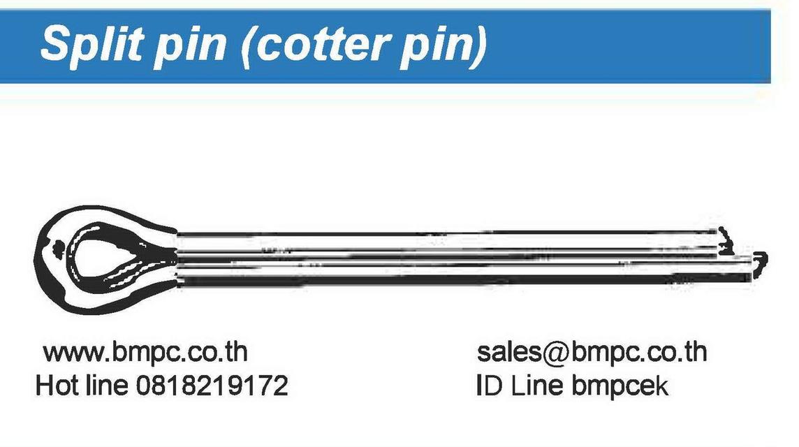 Split pin, cotter pin, สลักพับล๊อก, DIN94, Dowel pin,Taper pin, Parallel pin, Grooved pin, Spring pin, Split pin, Cotter pin, Linch pin, Bright key, p