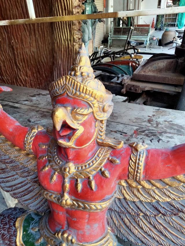 พญาครุฑไม้สัก ขนาด145ซม ครุฑไม้แกะสลัก