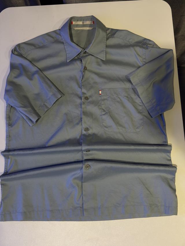 เสื้อเชิ้ตแบรนด์ GQ แขนสั้น สีฟ้า