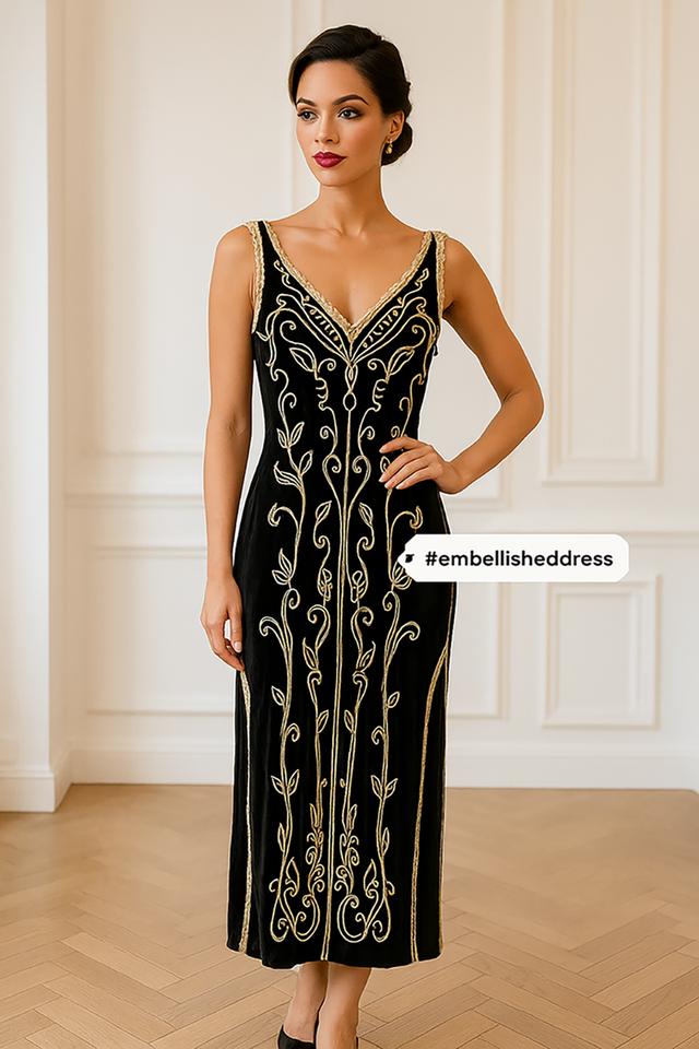 เดรสแม็กซี่ผ้าโปร่งปักลาย สไตล์แกสบี้ เดรส Gatsby Tulle Maxi Embroidered @SP049 2