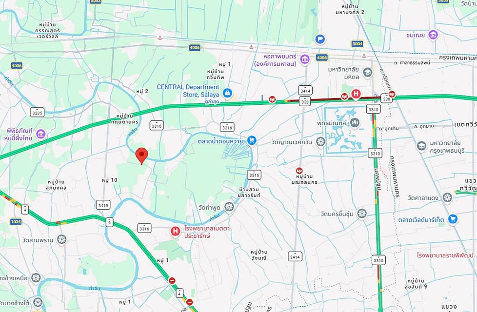 ให้เช่าที่ดินศาลายา 6 ไร่ ติดแม่น้ำท่าจีน ถนนบรมราชชนนี-สาย 7 สามพราน นครปฐม ใกล้เซ็นทรัลศาลายา 9