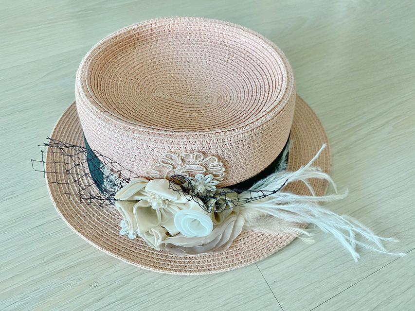 หมวกสีชมพูดอกไม้สวย Handmade 2