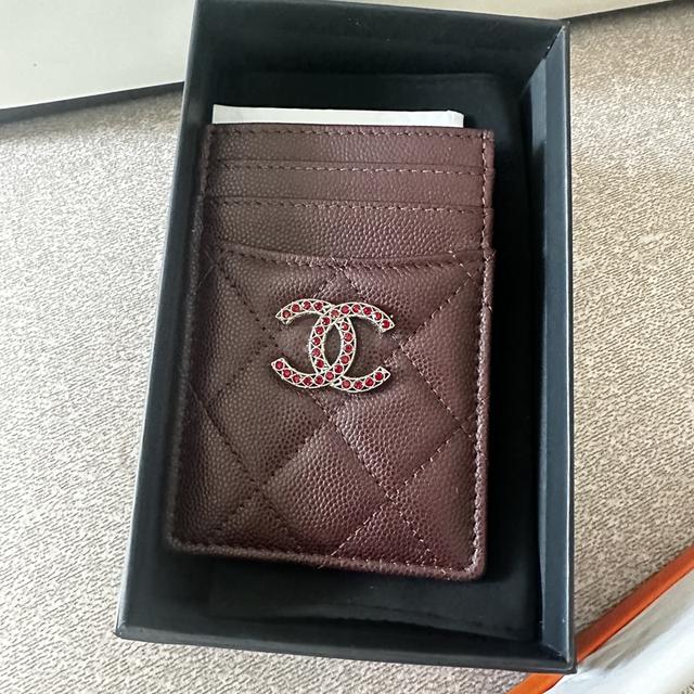 chanel card holder สีแดงเบอร์กันดี