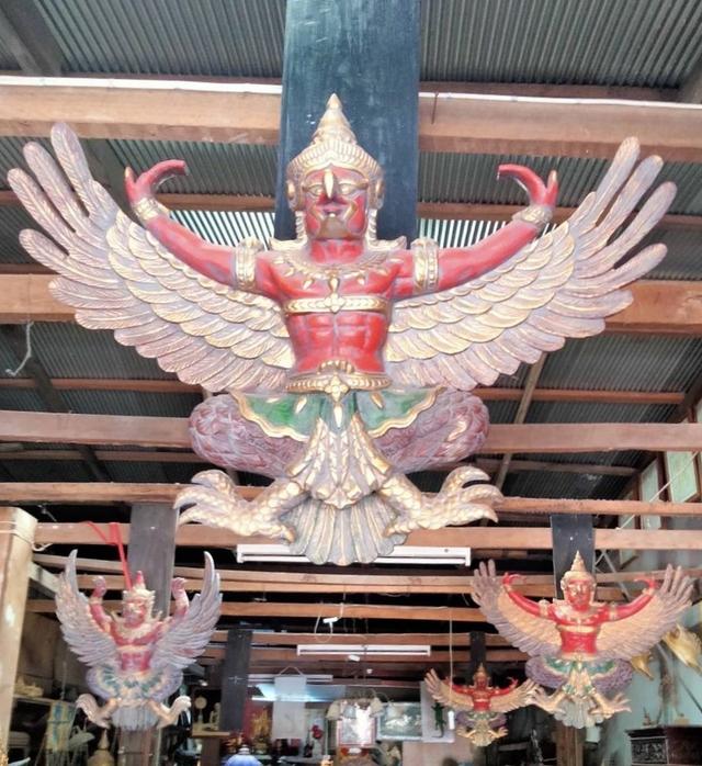 พญาครุฑไม้สัก ครุฑไม้แกะสลัก ขนาด120ซม