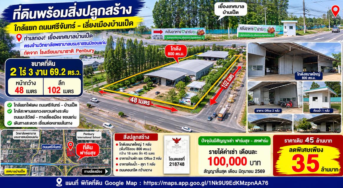 ที่ดินพร้อมสิ่งปลูกสร้าง ซื้อปั๊บรับรายได้จากค่าเช่าทันที อาคารพาณิชย์ 1