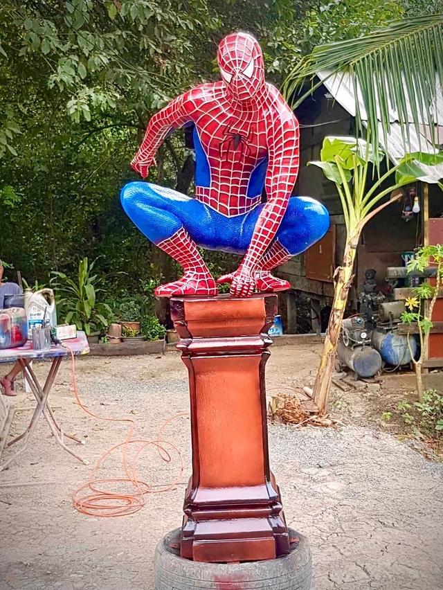 หุ่นสไปเดอร์แมนไฟเบอร์กลาส หุ่นฮีโร่สไปเดอร์แมน ท่านั่ง มือหนึ่ง ขนาดใหญ่ 5