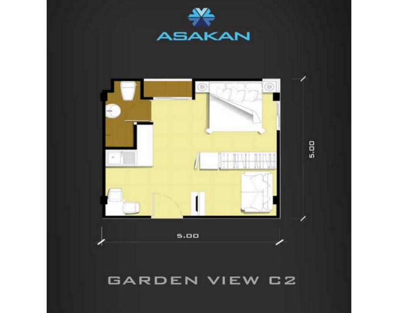 คอนโด อัสสกาญจน์ ซิตี้ รามคำแหง ติดรถไฟฟ้าสีส้ม เคหะรามคำแหง ขนาด 23.5 ตารางเมตร ห้องมุม ชั้น3 ตกแต่งครบ 8