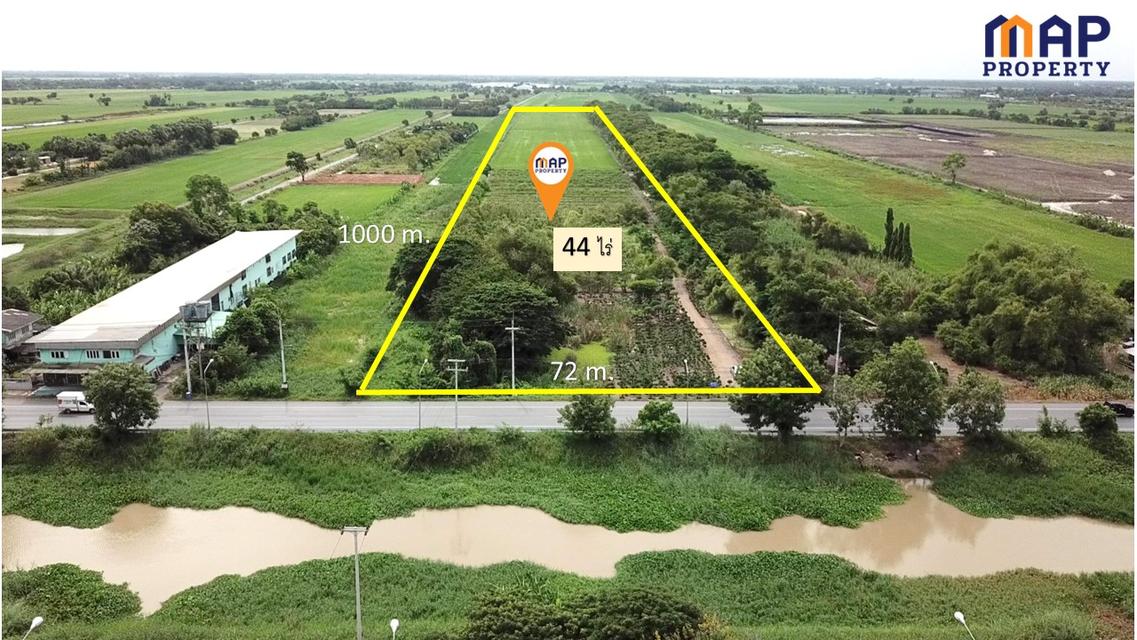 ขายที่ดินสวนเกษตรผสมผสาน  44 ไร่ ติดถนนเลียบ คลอง 13