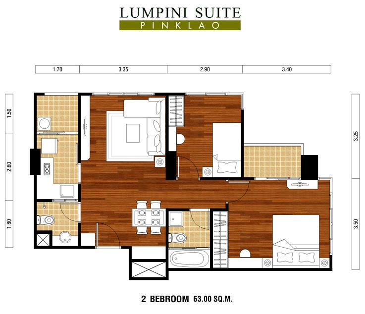 ขายคอนโด Lumpini Suite Pinklao ห้องใหญ่ 63.5 ตรม. 2นอน 2น้ำ 10