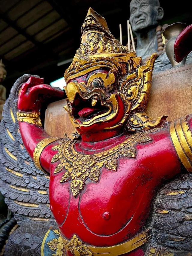 พญาครุฑแขวนผนัง ครุฑหน้าดุ ขนาด65x65cm ครุฑหน้ายักษ์