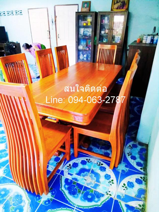 เฟอร์นิเจอร์ไม้สัก โต้ะทานข้าว พร้อมเก้าอี้ 8 ตัว