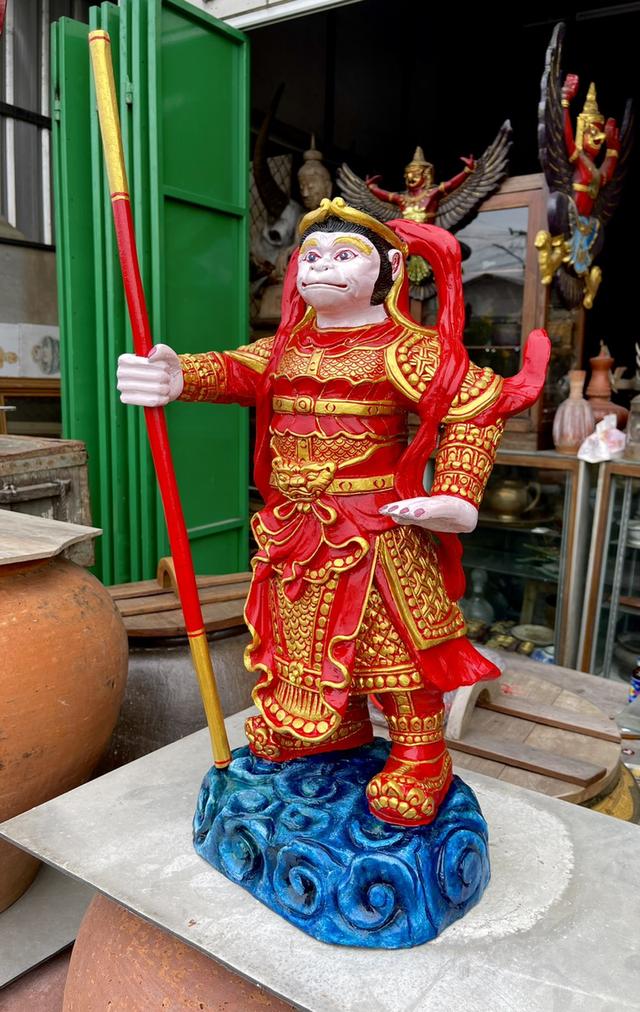 เห้งเจียไม้ เห้งเจียถือกระบอง แกะสลัก เห้งเจียหน้าดุ 4