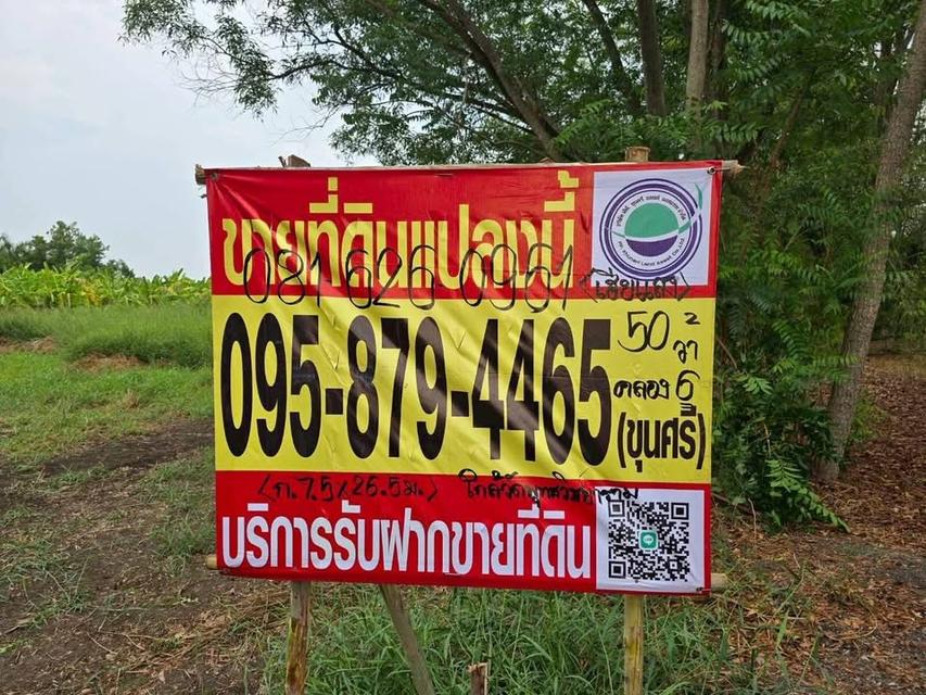 Vายที่ดินใกล้วัดพุทธวิชยาราม 50 ตารางวา ติดถนนสาธารณะ คลองหก ตต.25/1 อ.คลองหลวง จ.ปทุมธานี 1