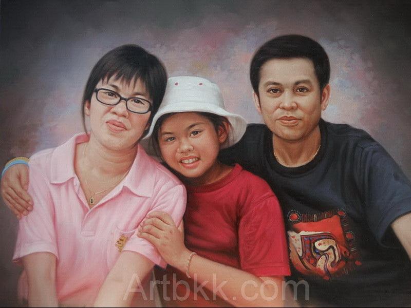 ภาพวาดครอบครัวสีน้ำมันไว้ตกแต่งบ้าน 3