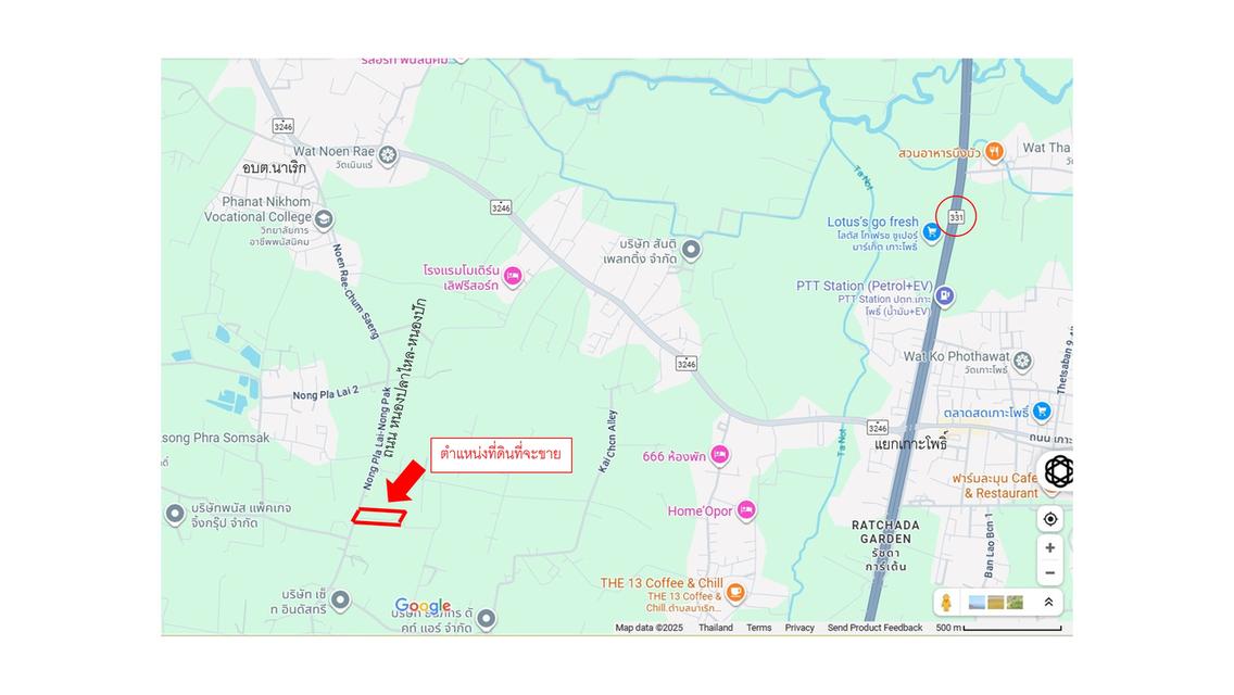 ขายที่ดิน 9 ไร่ 3 งาน 6 ตร.วา ติดถ.หนองปลาไหล-หนองปัก ต.นาเริก อ.พนัสนิคม จ.ชลบุรี 3