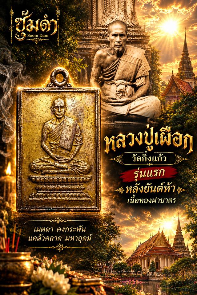🔥หลังยันต์ห้า เหรียญหลวงปู่เผือก รุ่นแรก เนื้อฝาบาตร