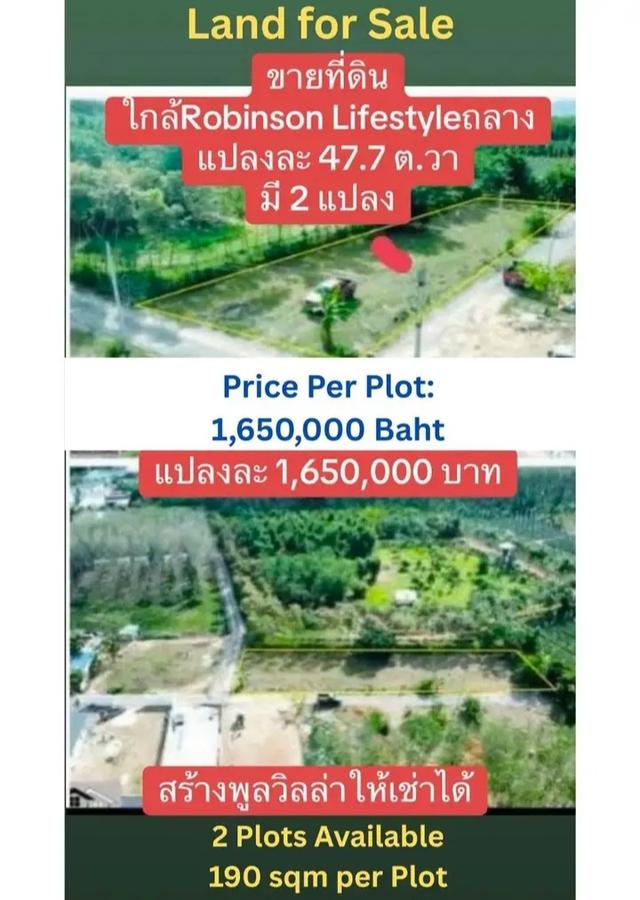 ที่ดินว่างเปล่า ทำเลทอง 2แปลง แปลงละ47.7 ตารางวา 2