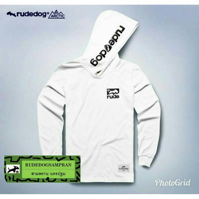 เสื้อแขนยาวมีฮู๊ด สีขาว แบรนด์ Rudedog ไซส์ เอสชาย