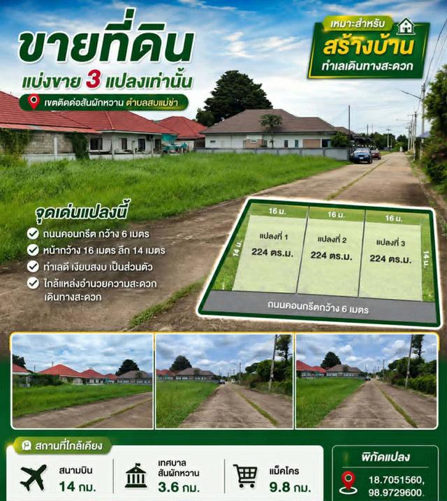 ที่ดินเปล่าแบ่งขาย 3 แปลง หมู่บ้านวังน้ำริน อ.หางดง รูปที่ 4
