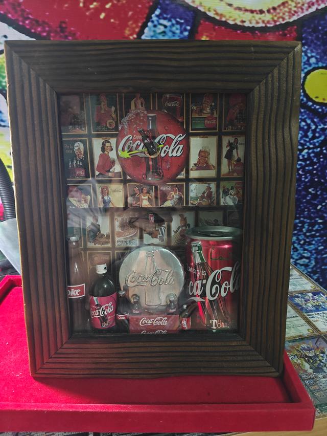 กรอบรูปนาฬิกาตั้งโต๊ะลายสะสม Coca-Cola แนววินเทจ